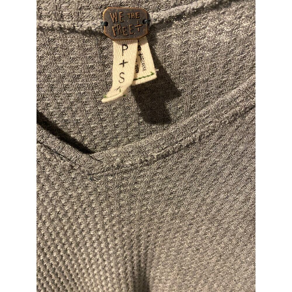Free People We the Free Laguna Waffle Thermal Long Sleeve Top Small Gray Casual - Picture 10 of 12
